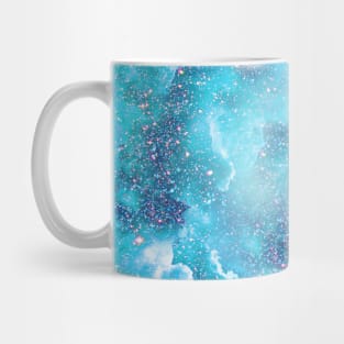 blue clouds pattern magic sky in turquoise aqua colors cute gift for glitter cases and masks Mug